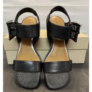Donald Pliner VIXI01 Black Calf Leather Block Heel Sandals 7M VIXI Shoes NEW